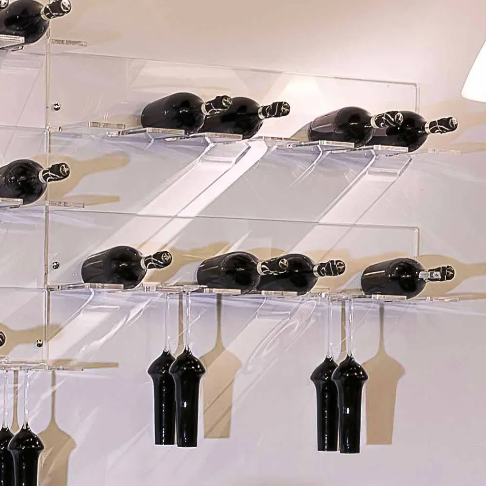 Porte-bouteille mural pour 6 bouteilles en plexiglas Made in Italy - Canberra Viadurini