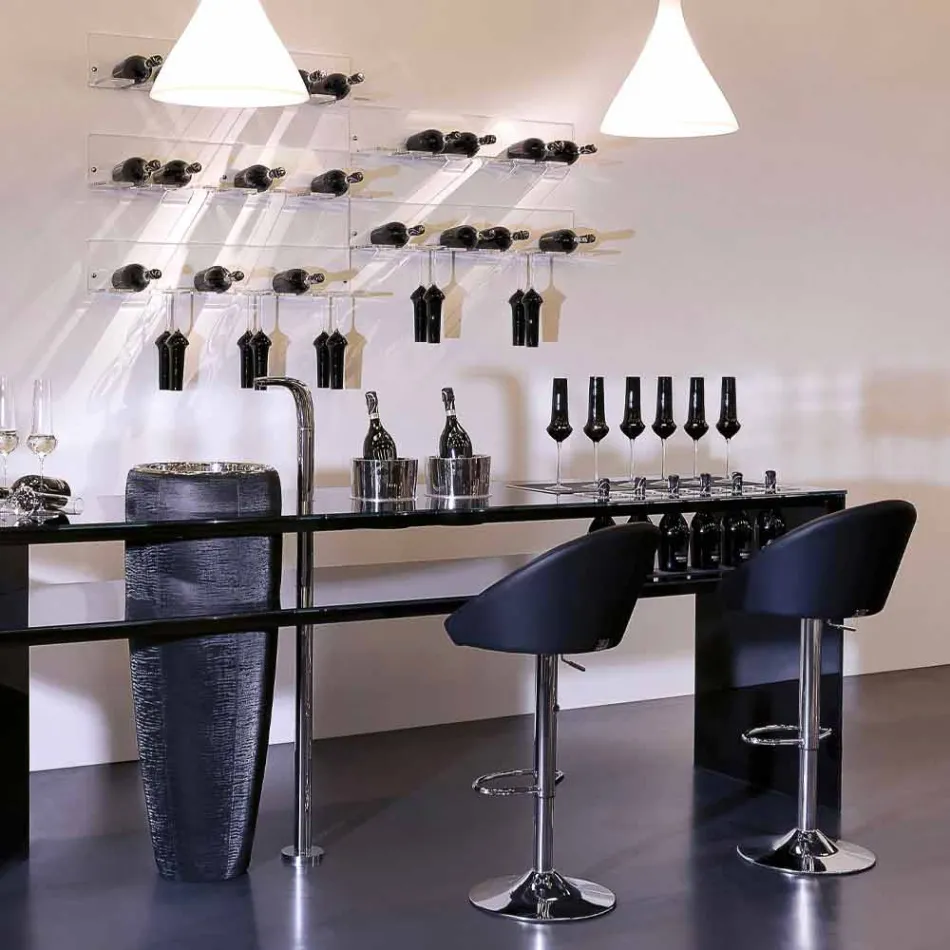 Porte-bouteille mural pour 6 bouteilles en plexiglas Made in Italy - Canberra Viadurini