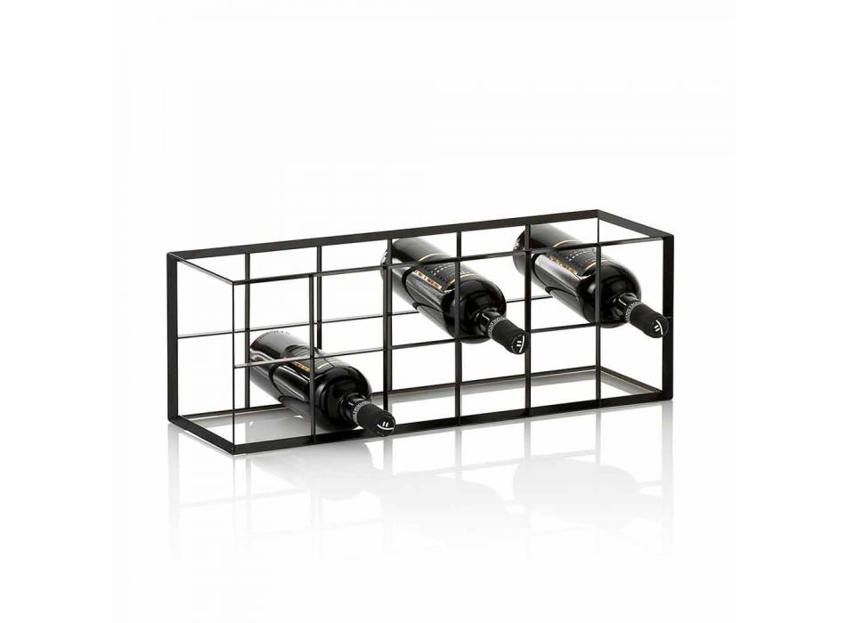 Porte-bouteille de table moderne pour 12 bouteilles en métal noir mat - Vin Viadurini