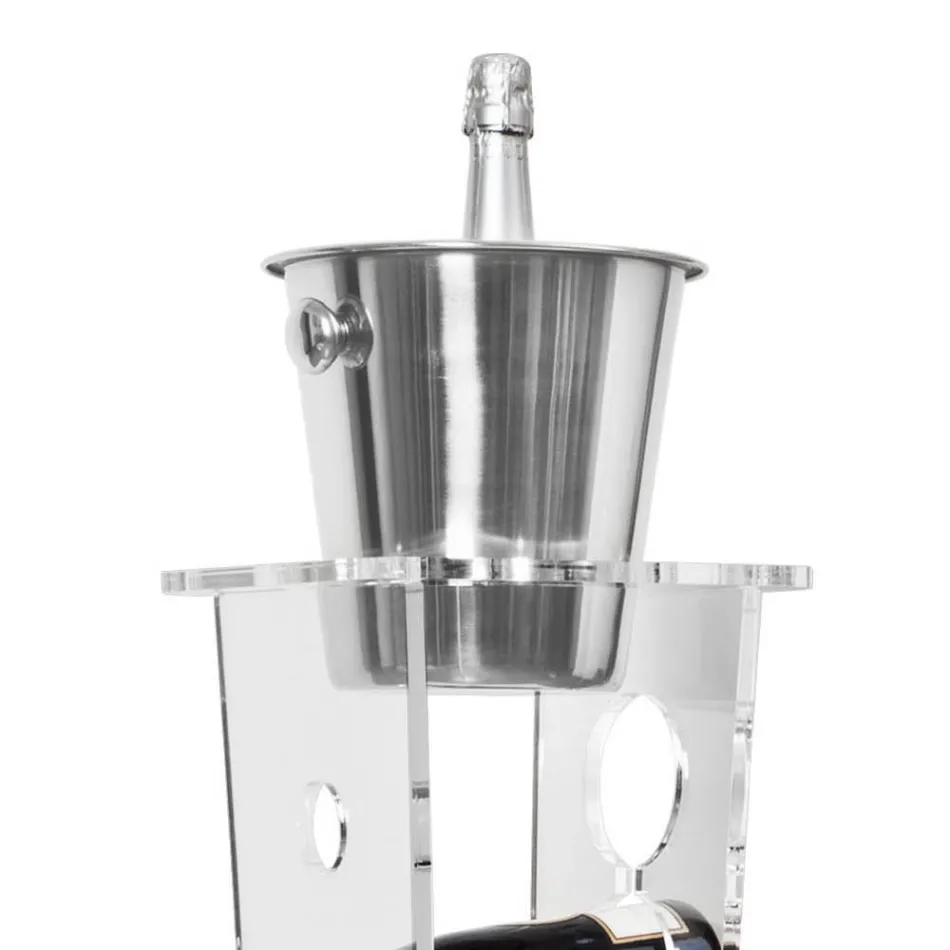 Porte-Bouteille Colonne et Seau à Glace en Acrylique Transparent - Ciampino Viadurini