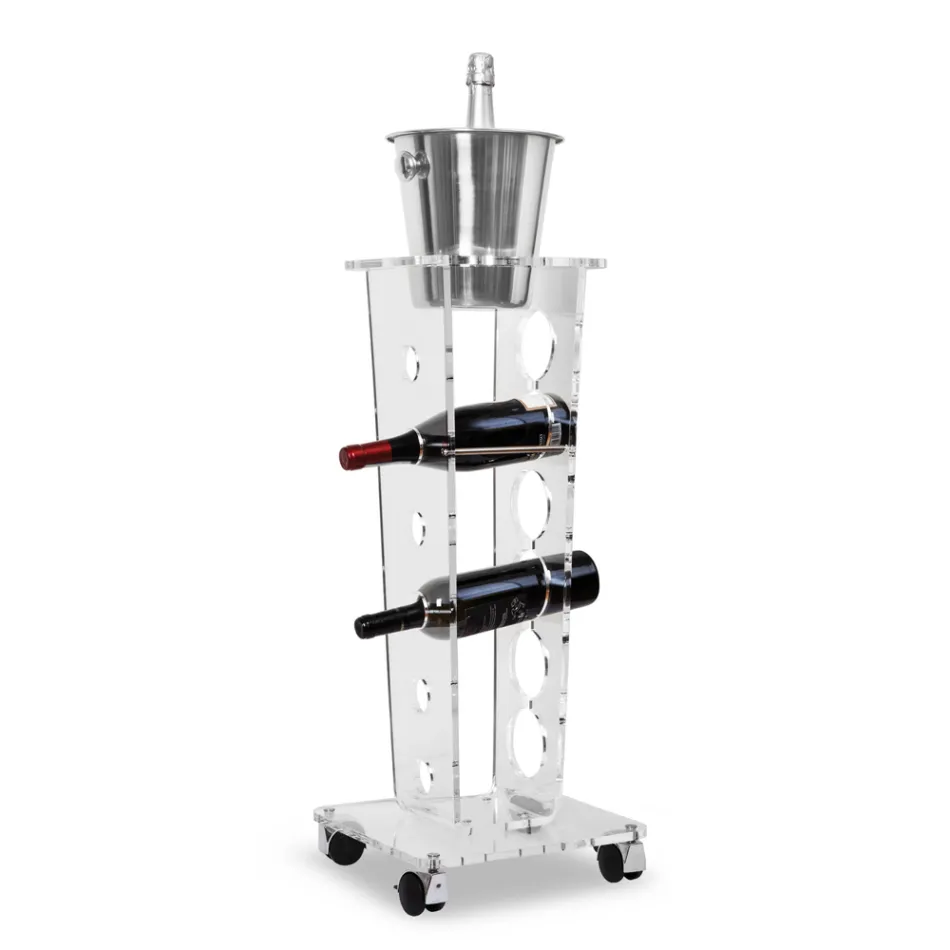 Porte-Bouteille Colonne et Seau à Glace en Acrylique Transparent - Ciampino Viadurini