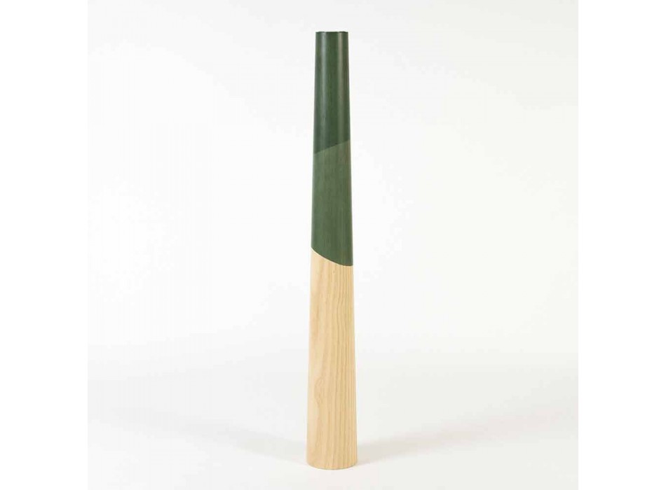 Bougeoir moderne en bois de pin massif avec détails colorés - Candor Viadurini
