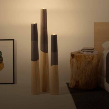 Bougeoir moderne en bois de pin massif avec détails colorés - Candor