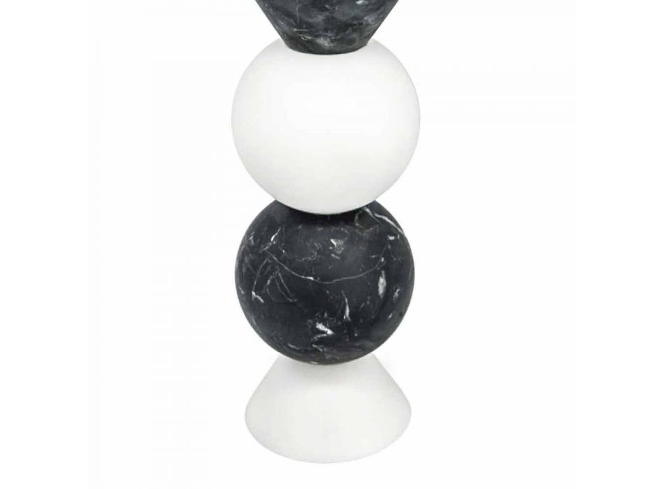 Grand bougeoir en marbre blanc, noir et laiton fabriqué en Italie - Bram Viadurini