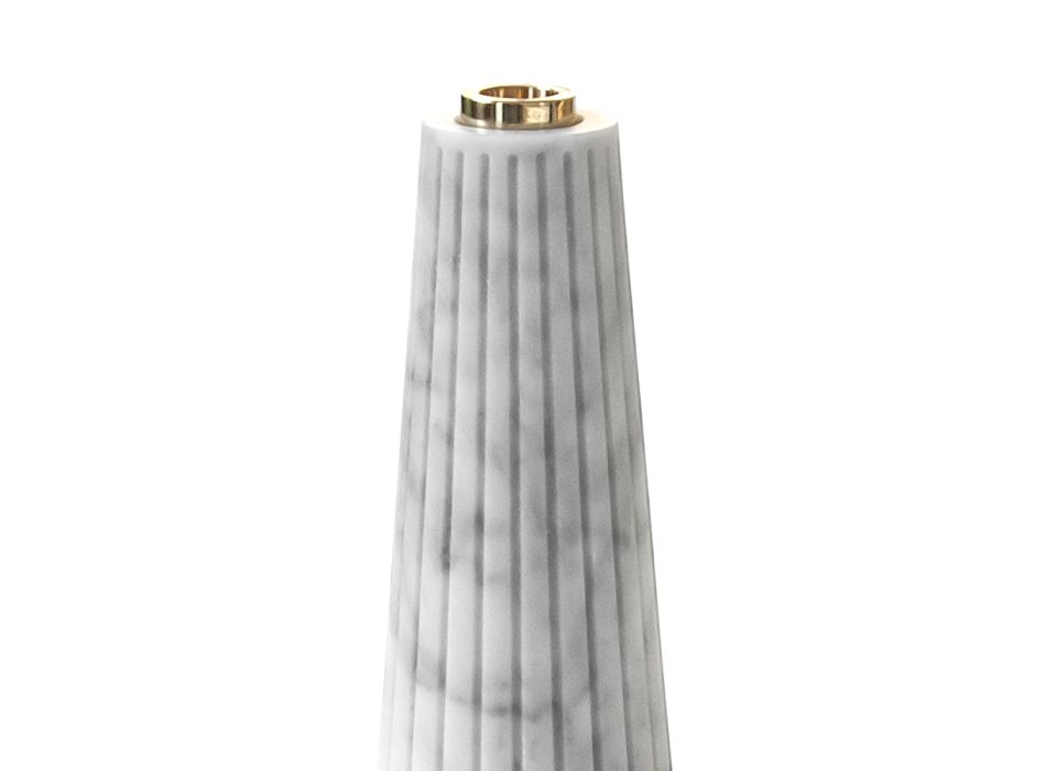 Bougeoir Design en Marbre de Carrare Blanc Rayé et Laiton - Amenia Viadurini