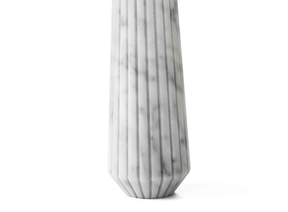Bougeoir rayé en marbre de Carrare blanc et laiton fabriqué en Italie - Amenia Viadurini