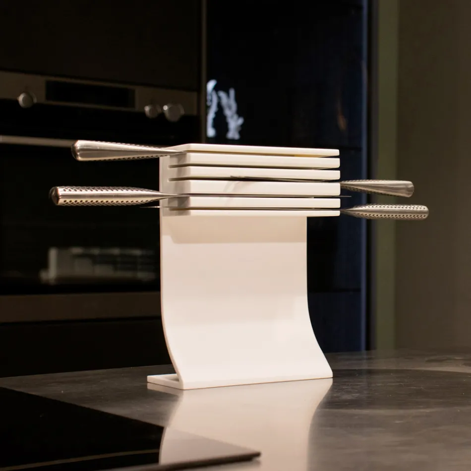 Porte-Couteau de Cuisine en Corian Blanc Made in Italy Design - Ivanova Viadurini