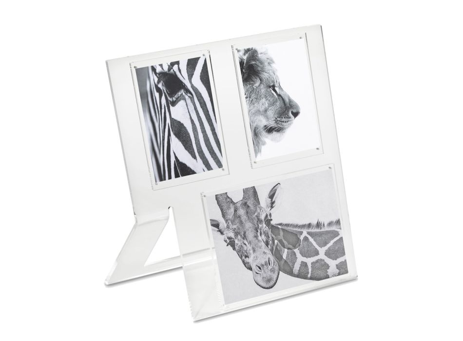 Cadre photo en cristal acrylique transparent Design 3 Images - Alizar