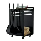 Porte-bois avec porte-outils avec 4 accessoires intégrés Made in Italy - Chouette Viadurini