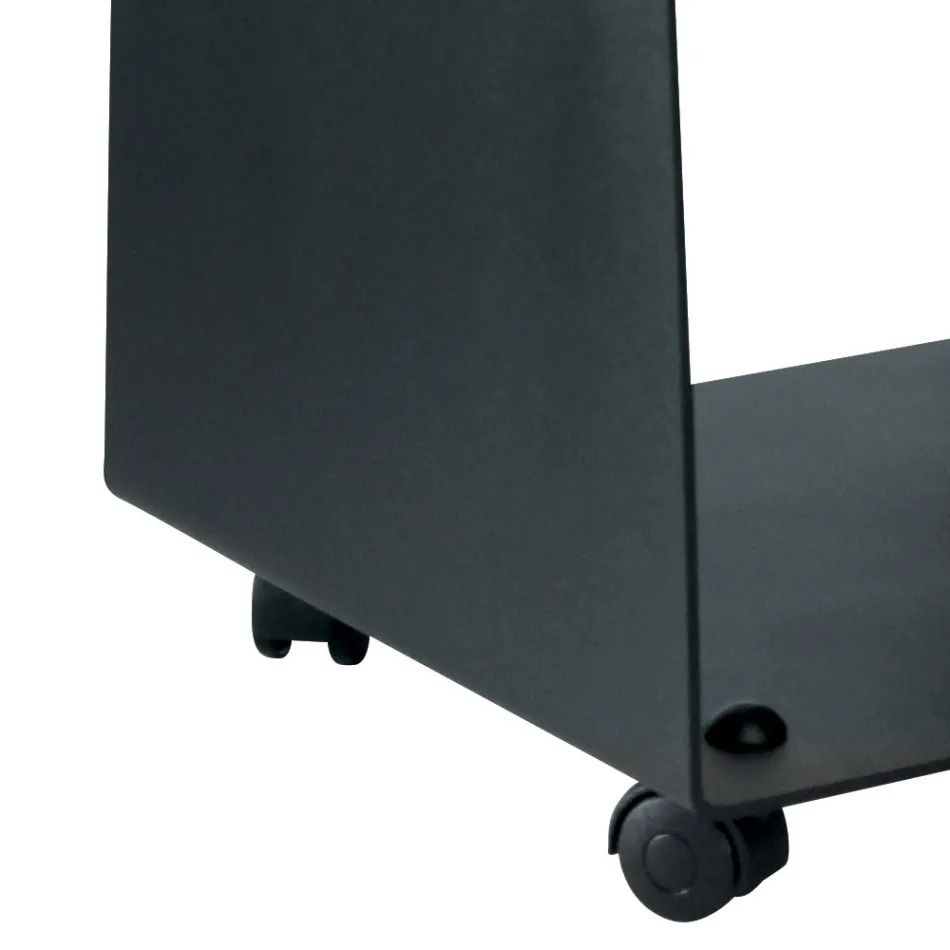 Porte-bois avec roulettes et poignées en métal fabriqué en Italie - Mouette Viadurini