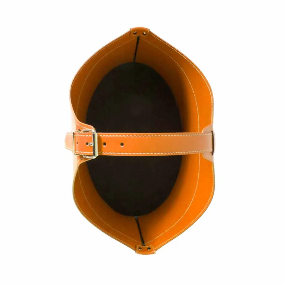 Portalegna de l'intérieur avec roue en cuir régénéré moderne Fabia Viadurini