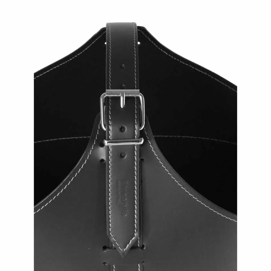 Portalegna de l'intérieur avec roue en cuir régénéré moderne Fabia Viadurini