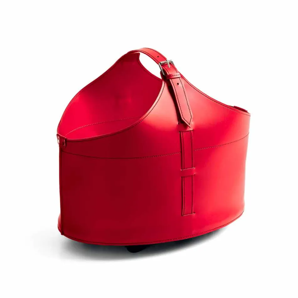 Portalegna de l'intérieur avec roue en cuir régénéré moderne Fabia Viadurini