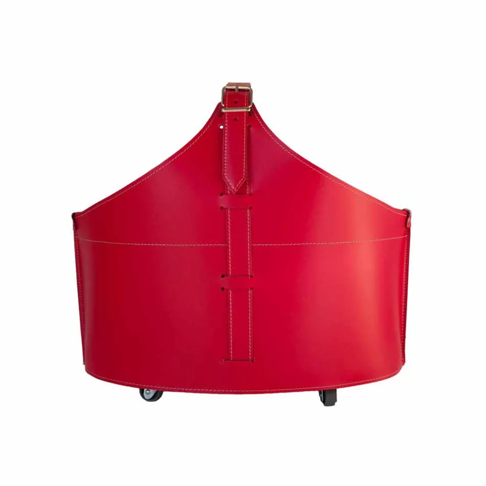 Portalegna de l'intérieur avec roue en cuir régénéré moderne Fabia Viadurini