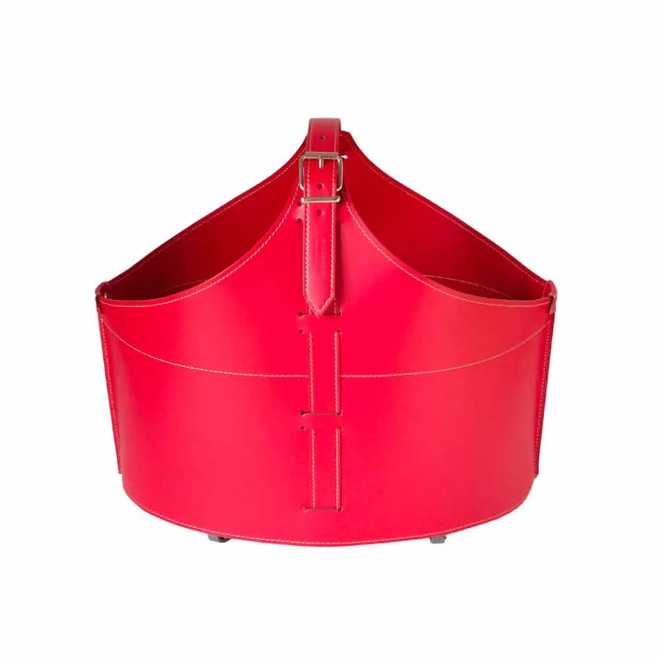 Portalegna de l'intérieur avec roue en cuir régénéré moderne Fabia Viadurini