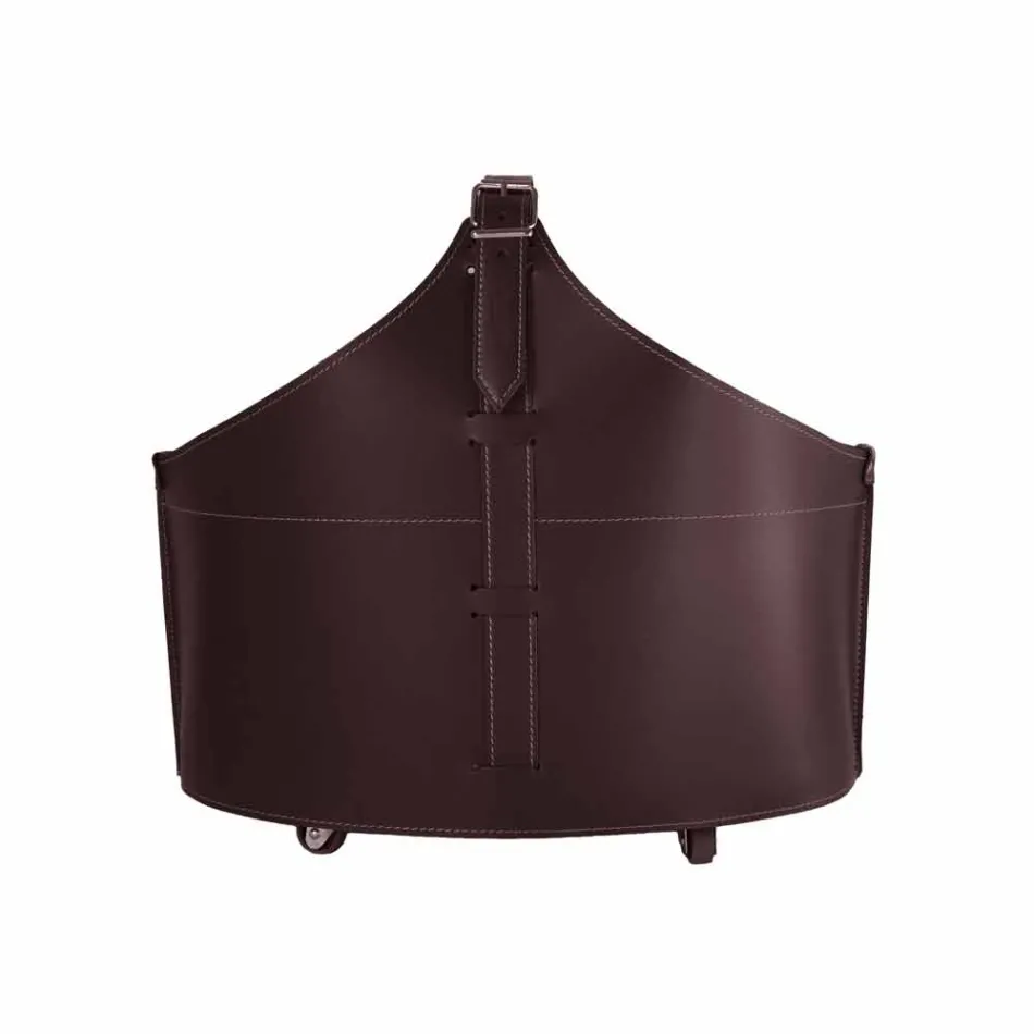 Portalegna de l'intérieur avec roue en cuir régénéré moderne Fabia Viadurini