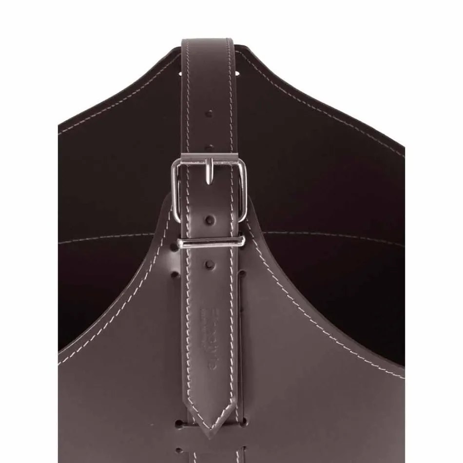 Portalegna de l'intérieur avec roue en cuir régénéré moderne Fabia Viadurini