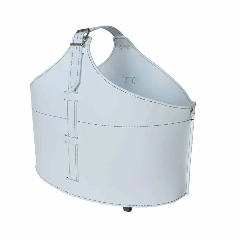 Portalegna de l'intérieur avec roue en cuir régénéré moderne Fabia Viadurini