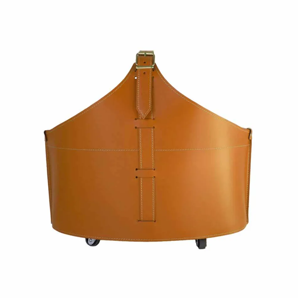 Portalegna de l'intérieur avec roue en cuir régénéré moderne Fabia Viadurini