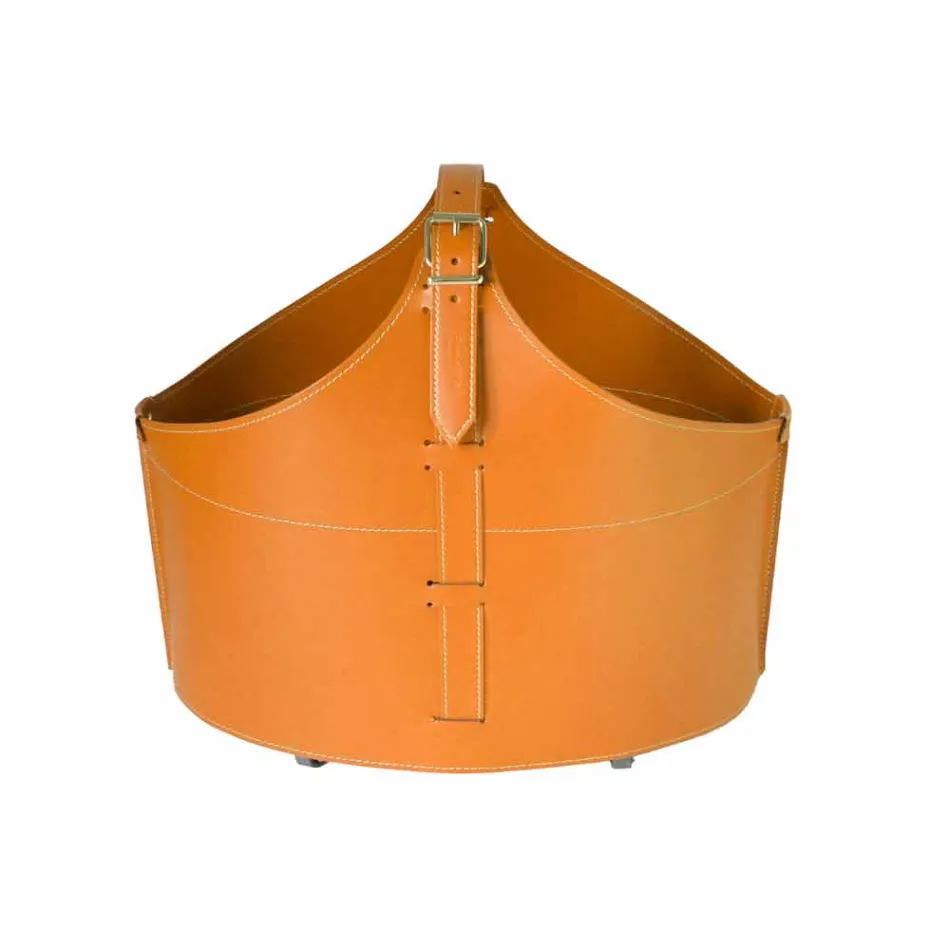 Portalegna de l'intérieur avec roue en cuir régénéré moderne Fabia Viadurini