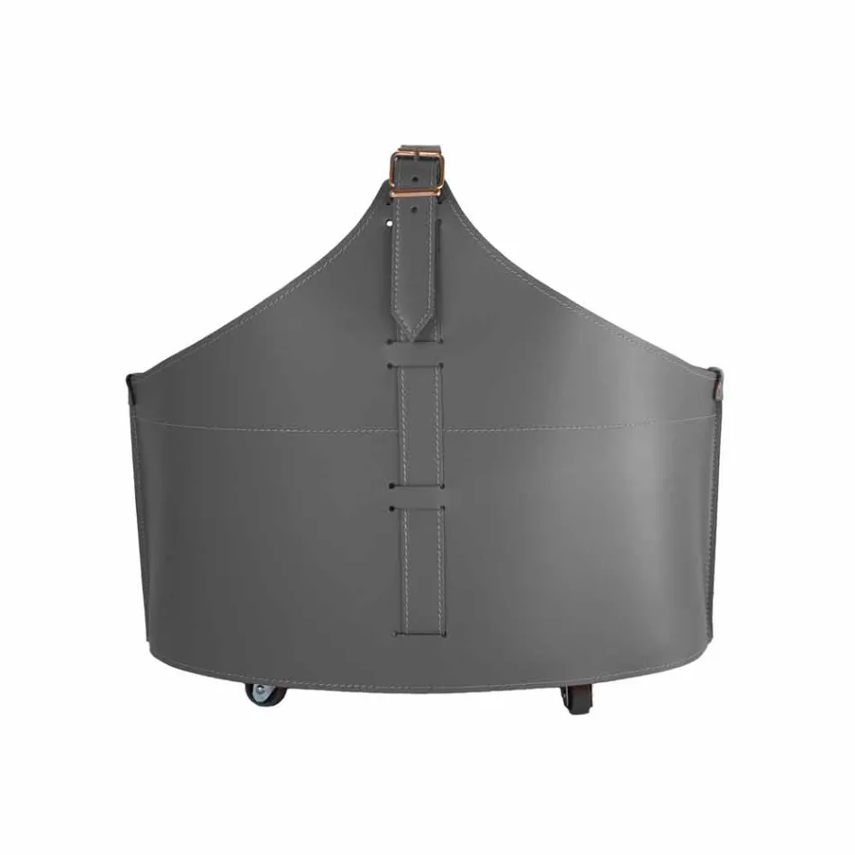 Portalegna de l'intérieur avec roue en cuir régénéré moderne Fabia Viadurini