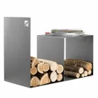 Support en bois d'intérieur en acier coloré avec table basse Made in Italy - Cecio Viadurini