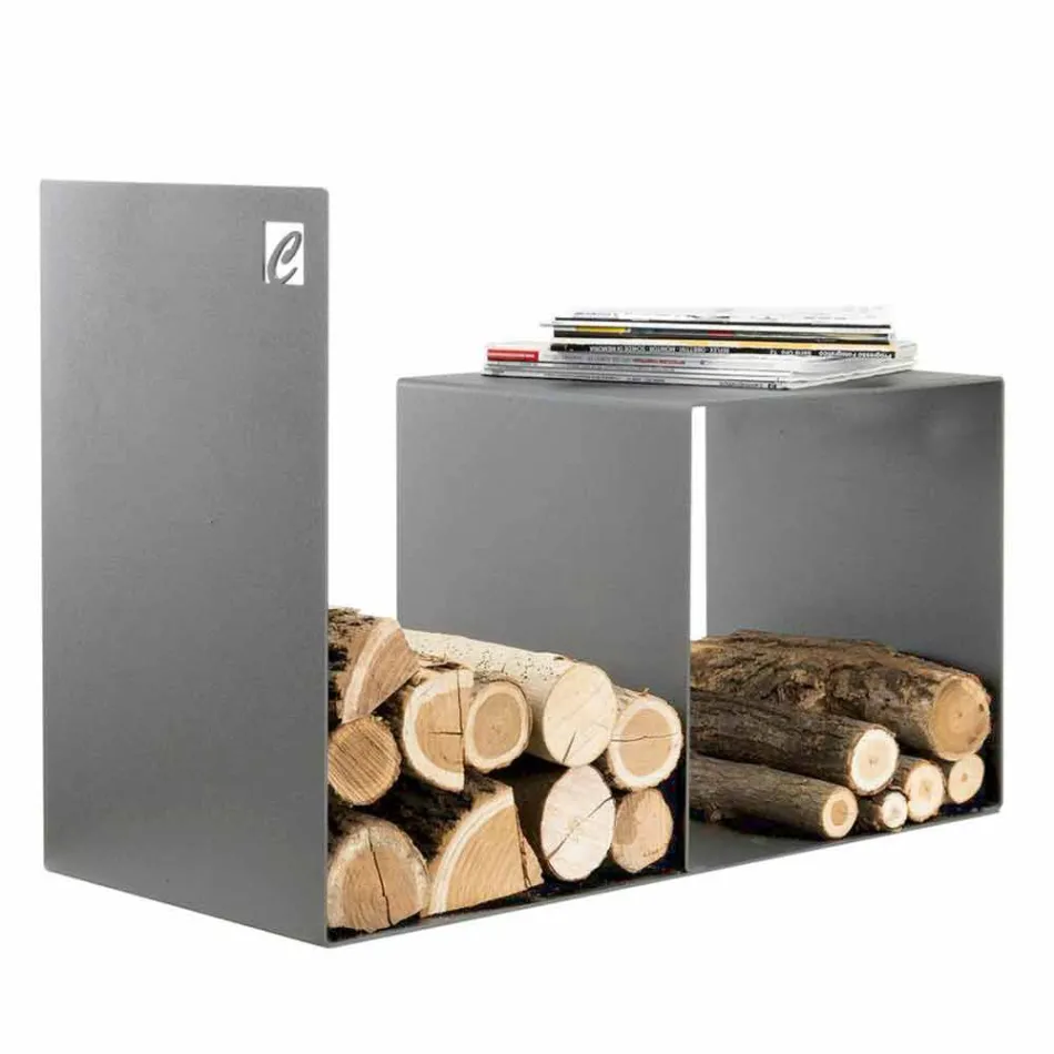 Support en bois d'intérieur en acier coloré avec table basse Made in Italy - Cecio Viadurini