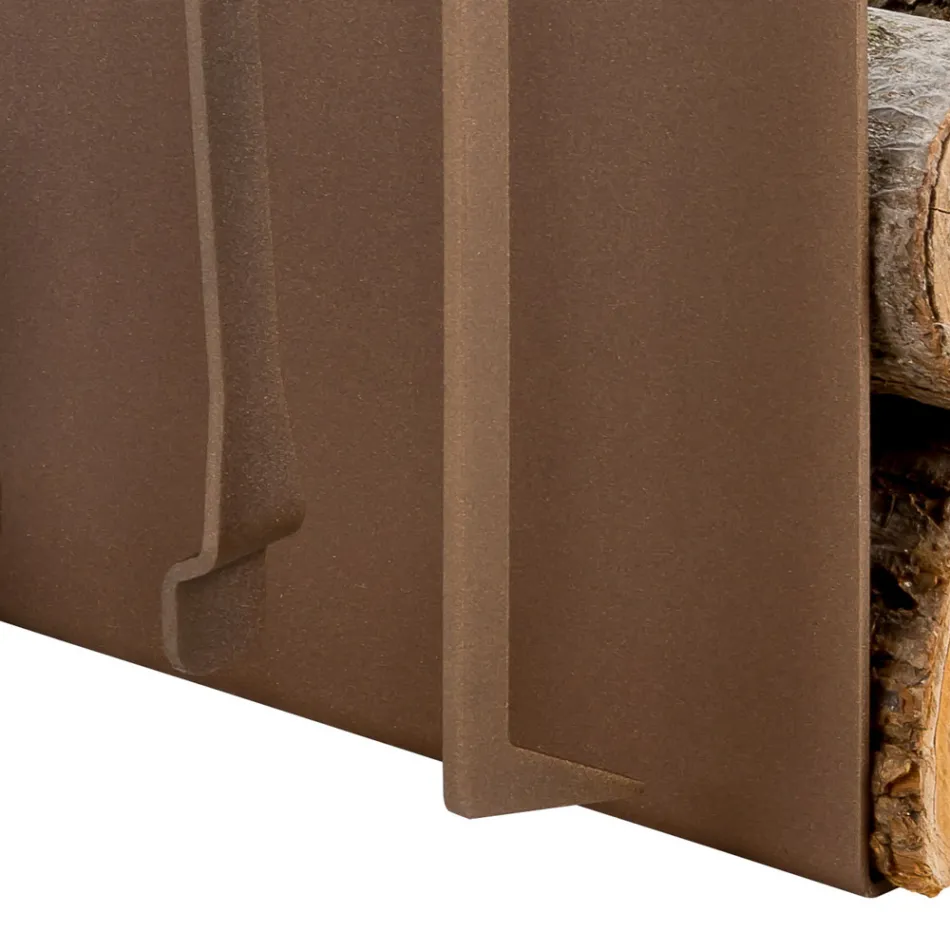 Support bois de chauffage d'intérieur en acier brun fabriqué en Italie avec des outils - Volturno Viadurini