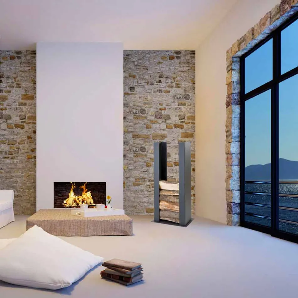 Support en bois pour mur / sol en acier, design, PLDU Caf Design Viadurini