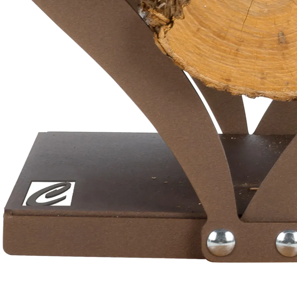 Porte-bûches d'intérieur en acier brun fabriqué en Italie - Affetto Viadurini