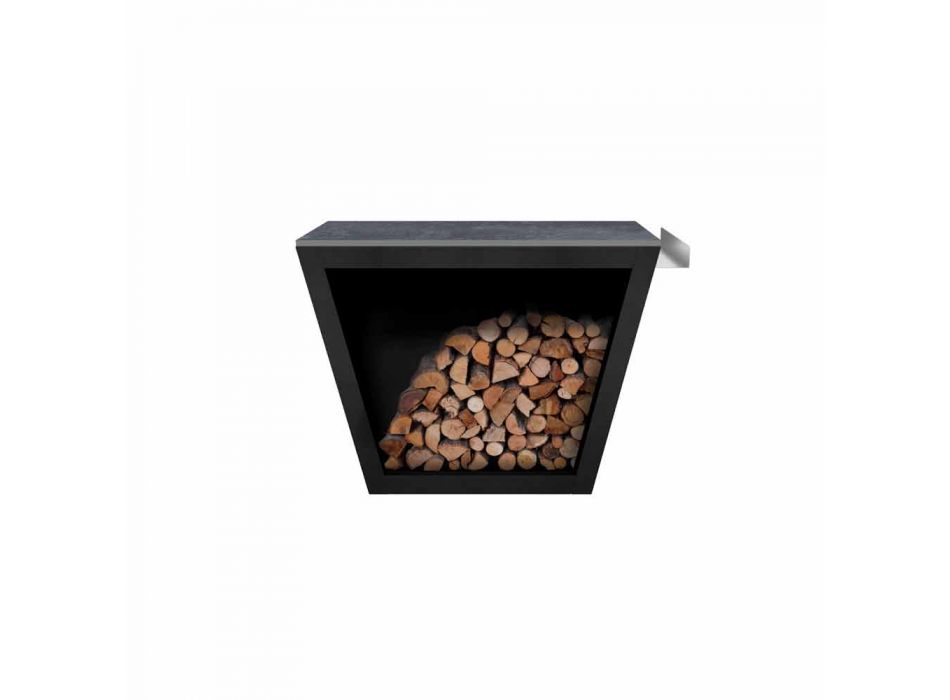 Support à bois de chauffage design avec plan de travail intérieur ou extérieur - Esplanade Viadurini