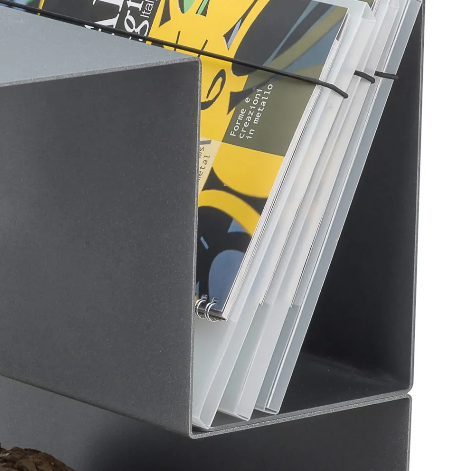 Porte-bûches design pour l'intérieur en acier gris Made in Italy - Tramontana Viadurini