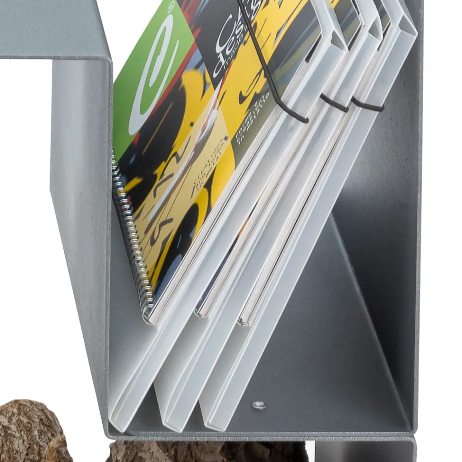 Porte-bûches design pour l'intérieur en acier gris Made in Italy - Tramontana Viadurini