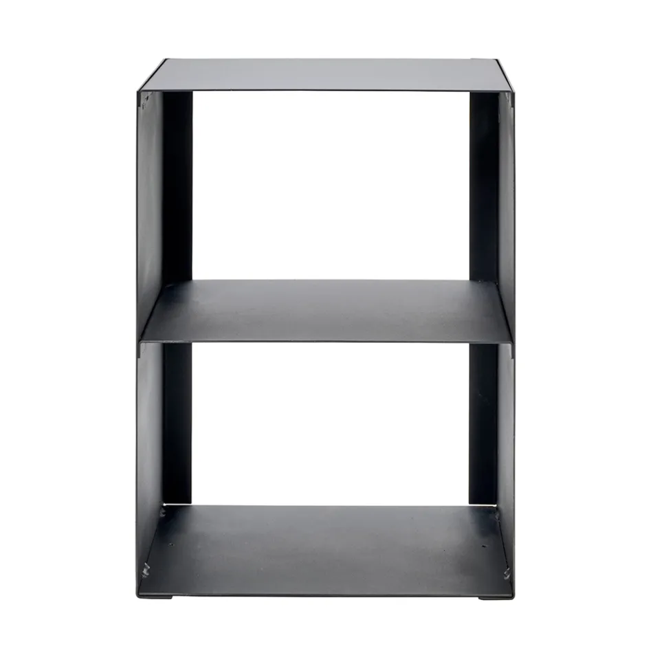 Porte-bûches en acier peint en noir Fabriqué en Italie - Fiamme Viadurini