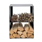 Porte-bûches en acier peint en noir Fabriqué en Italie - Fiamme Viadurini