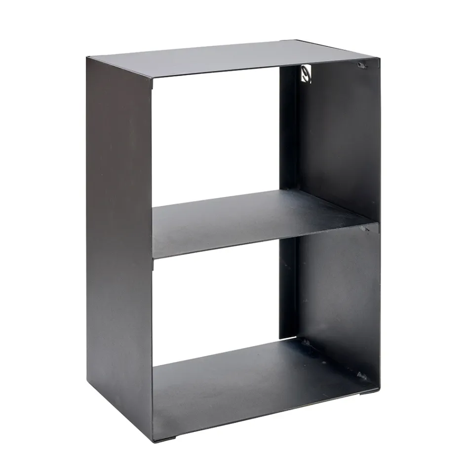 Porte-bûches en acier peint en noir Fabriqué en Italie - Fiamme Viadurini