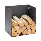 Porte-bûches en acier peint en noir fabriqué en Italie - Fiamme Viadurini