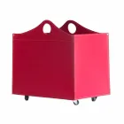 Portalegna cuir reconstitué avec des roues WoodBag fabriquées en Italie Viadurini