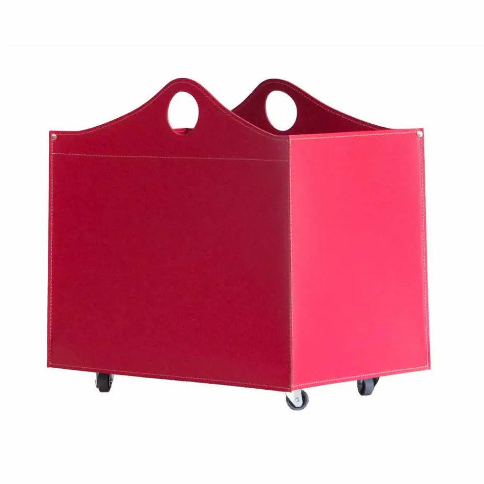 Portalegna cuir reconstitué avec des roues WoodBag fabriquées en Italie Viadurini