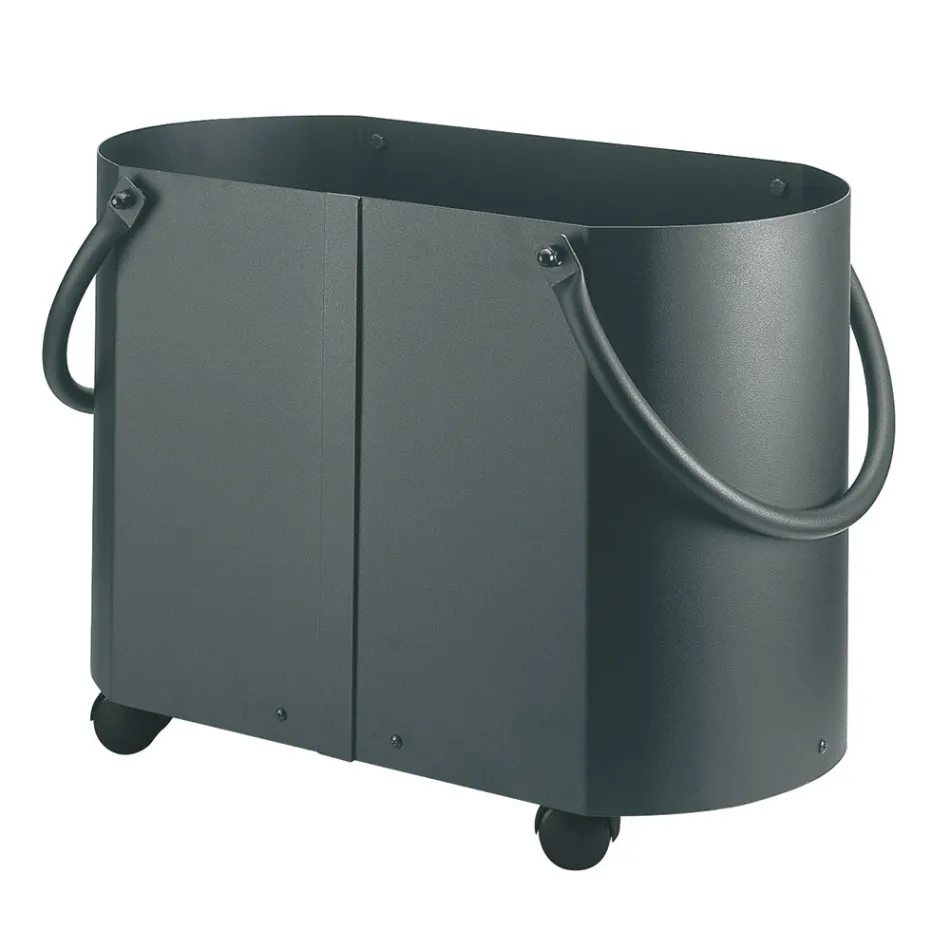 Porte-bois en différentes finitions avec 2 poignées latérales Fabriqué en Italie - Impala Viadurini