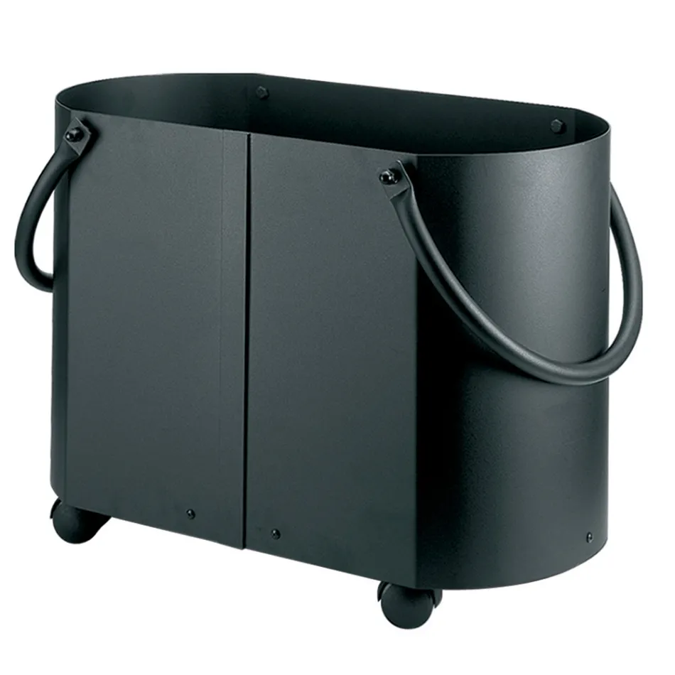 Porte-bois en différentes finitions avec 2 poignées latérales Fabriqué en Italie - Impala Viadurini