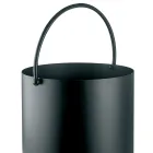 Porte-bûches en métal avec poignée supérieure et roulettes fabriqué en Italie - Bison Viadurini