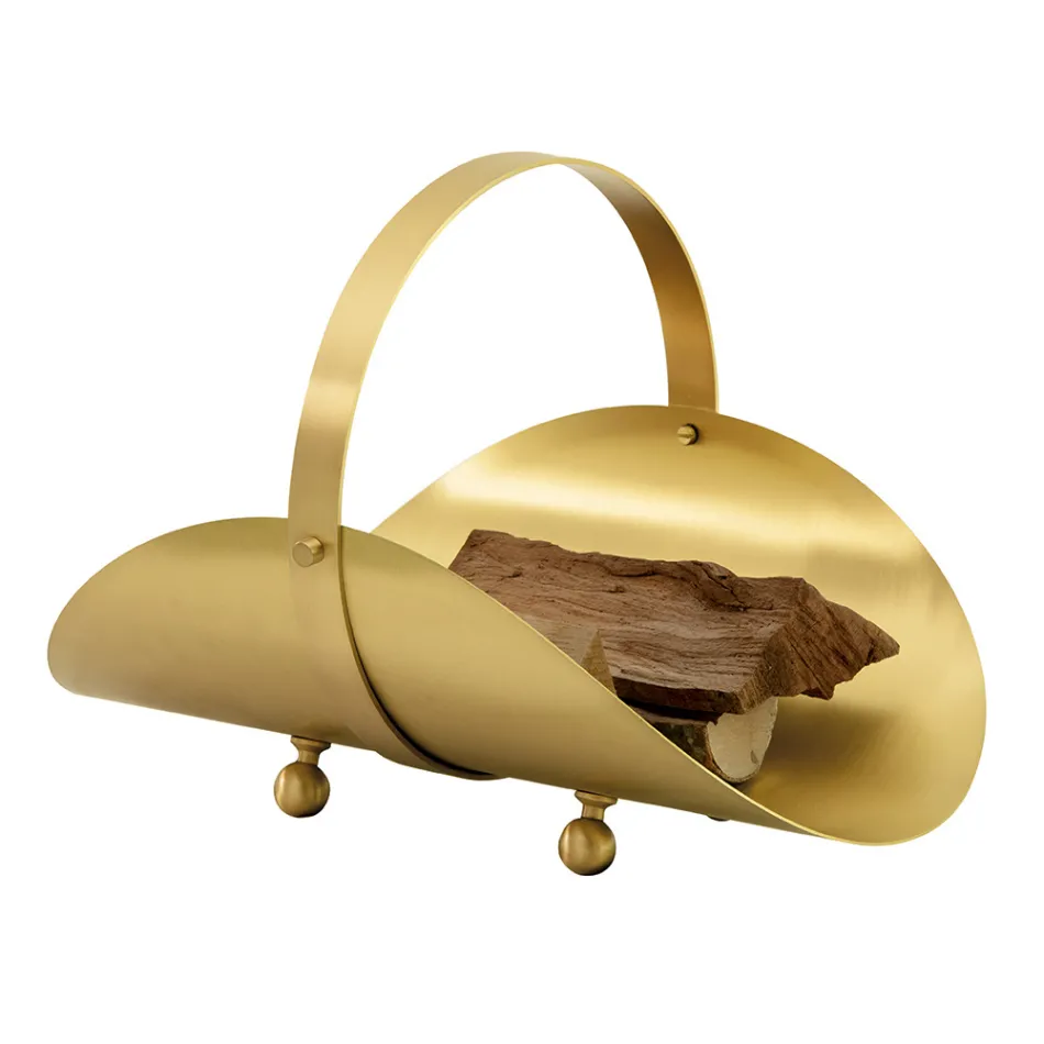 Support à bois en laiton avec poignée et 4 pieds Made in Italy - Tigre Viadurini