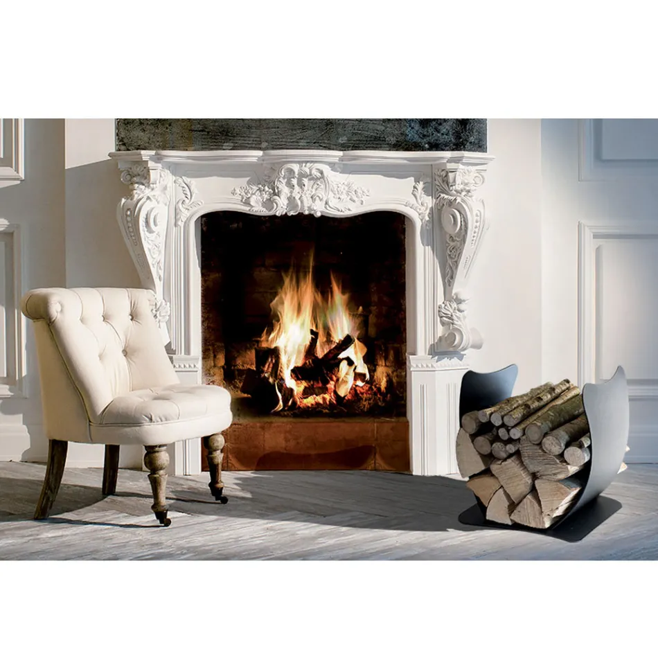 Porte-Bois de Chauffage Interne en Acier Peint Fabriqué en Italie - Leopoldo Viadurini