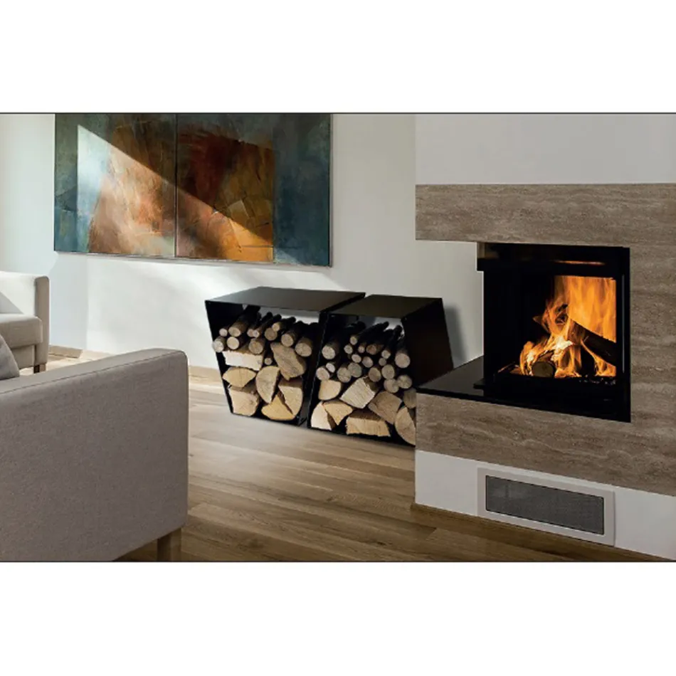 Porte-bûches de sol moderne en acier peint Made in Italy - Demetra Viadurini