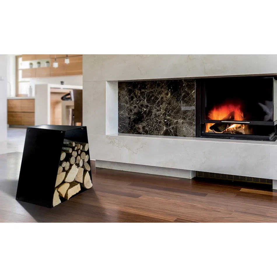 Porte-bûches de sol moderne en acier peint Made in Italy - Demetra Viadurini