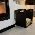 Support bois de chauffage moderne de design minimal en acier noir avec gravure - Altano Viadurini