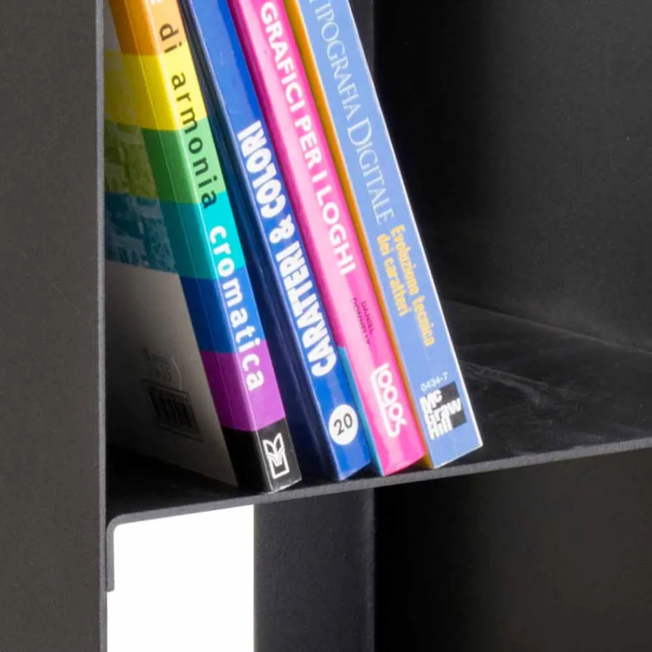 Porte-bûches noir moderne pour l'intérieur avec étagères Made in Italy - Cauro1 Viadurini