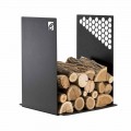 Support bois de chauffage moderne en acier noir pour l'intérieur - Scirocco
