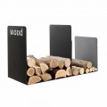 Double support bois en acier noir avec décoration latérale design moderne - Altano1